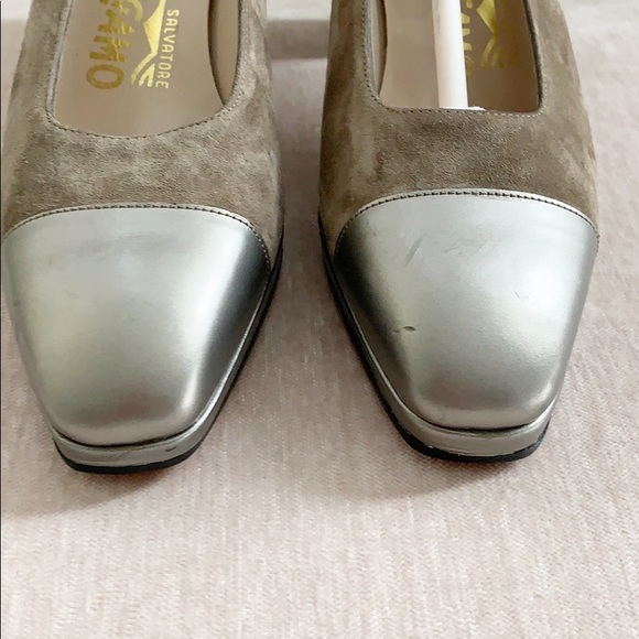 Salvatore Ferragamo Brown Suede Metallic Pumps 4.5 - Picture 11 of 11